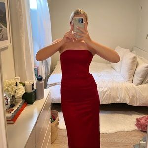 Strapless Red Maxi Dress w built in corset